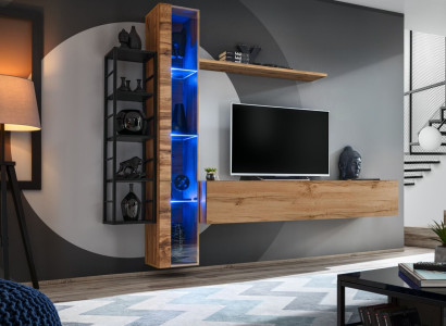 Braun Designer Wohnwand Luxus Wohnzimmer Möbel Komplette Set Sideboard Möbel